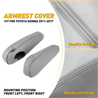 Cubierta de reposabrazos de asiento delantero conductor + pasajero de cuero para Toyota Sienna 2011-2017 Foto 1 de 4