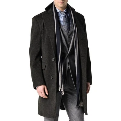 J Hilburn Men's Northeastern Overcoat Wool Cashmere Loro Piana XL Charcoal - Image 1 of 4