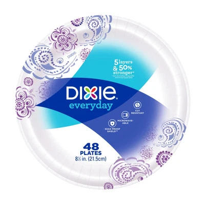 Platos de papel desechables Dixie 48 unidades 8,5 pulgadas tamaño familiar aptos para microondas Foto 1 de 4