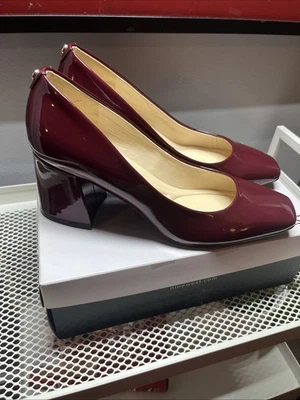 NINE WEST  VIBE 9X93 Patent Leather Pumps - HOT FALL COLOR Burgundy- Sz 10 NIB - Image 1 of 4