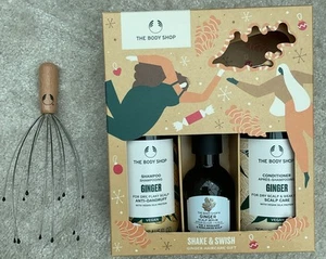 The Body Shop Ginger Haircare Gift Set Shampoo Conditioner Scalp Serum Massager - Picture 1 of 3