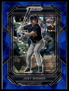 2023 Panini Prizm Joey Wiemer Blue Ice Prizms Milwaukee Brewers #107 - Foto 1 di 2