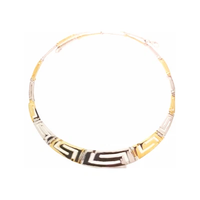 Collana con chiave greca, argento placcato oro, motivo meandro - Immagine 1 di 4