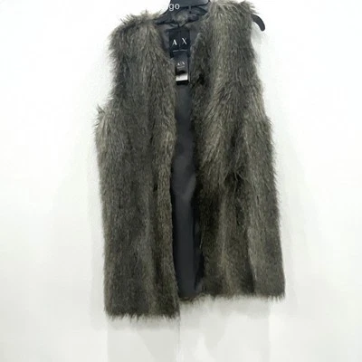 Armani Exchange Mens Grey Solid Faux Fur Winter Vest Waistcoat Outerwear Size M - Image 1 of 3