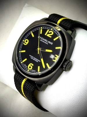 Stuhrling Eagle квадратный 451 кварц 40 мм авиатор - новый аккумулятор и новый ремень НАТО - Изображение 1 из 4