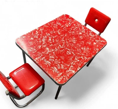 Pleasant Company American Girl Doll Molly Red Chrome Table & 2 Chairs - Retired - Image 1 of 4