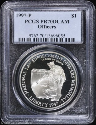 1997-P $1 Proof Law Enforcement Officers Commem Silver Dollar PCGS PR 70 DCAM - Image 1 of 4