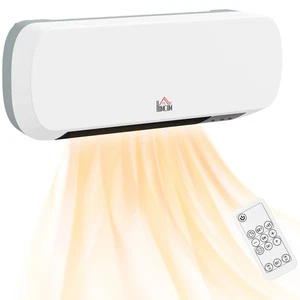 HOMCOM Wall Mounted Electric Heater with Timer Overheat Protection White - Picture 1 of 11