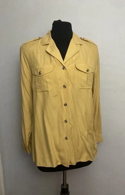 Top Anna and Frank Vintage 100% Seda Mediano Oro Amarillo Bolsillos Lavable Nuevo con Etiquetas Foto 1 de 2