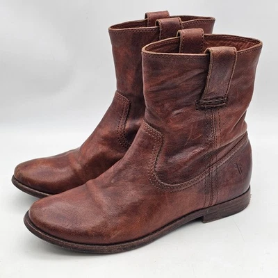Frye Anna Shortie Boots Women's 5.5 M Brown Leather Short Western Ankle Booties - Image 1 of 4