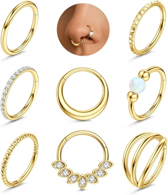 8Pcs Piercing Naso Acciaio Chirurgico Septum Piercing Labbro Anallergici Brillan - Immagine 1 di 4