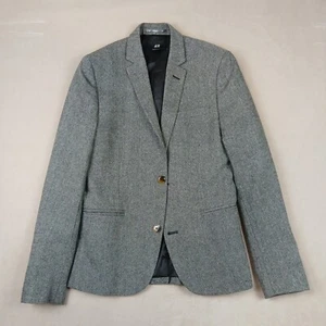 H&M 36R Mens Sport Coat Jacket Blazer Gray Stretch Tweed Style 2 Button - Picture 1 of 15