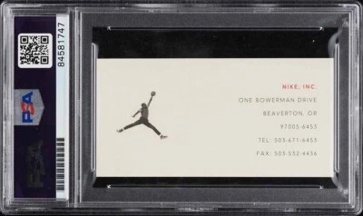 Phil Knight Autograph Nike Business Card Signed Michael Jordan Jumpman Logo PSA - Image 1 of 2