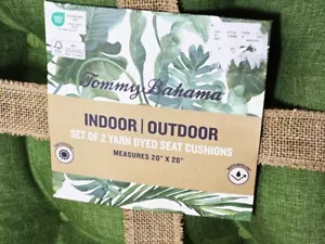 Tommy Bahama Juego de 2 Cojines de Asiento Interior/Exterior Verde Nuevo con Etiquetas Color Difícil de Encontrar - Imagen 1 de 4