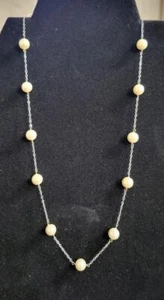 Necklace Belk & Co Gold Chain & Natural Pearls 18" L Fine Jewelry - Picture 1 of 4
