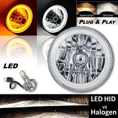 7" Switchback Blanco DRL Ámbar Señal de Giro Ojo de Ángel Halo LED Faros Bombilla CADA UNO Foto 1 de 4