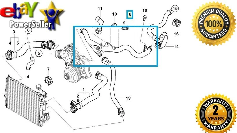 NEW BM BMW E87 E90 SERIES COOLING SYSTEM WATER HOSE 11537802632 - Image 1 of 1