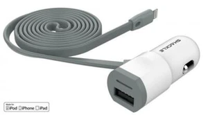 Cargador de coche + Cable plano Lightning certificado por IFM de Apple iPod/iPhone/iPad - Imagen 1 de 4