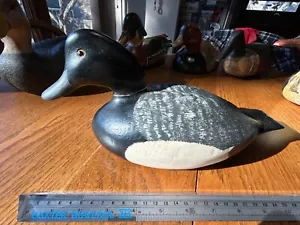 Excellent Condition Jim Wetzel 1977 Wood Wooden Duck Decoy Folk Art Glass Eyes - Picture 1 of 6