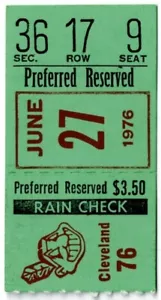 1976 BALTIMORE ORIOLES vs CLEVELAND INDIANS ticket stub FRANK ROBINSON hr #585 - Picture 1 of 2