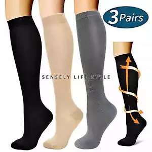 US Compression Socks Women 15-20 mmhg Men Wide Calf Pain Relief Foot 3-6 Pairs - Picture 1 of 18