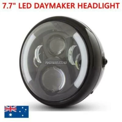 Faro LED negro brillante de 7,7" para fabricante de día Yamaha Suzuki Honda BMW Ducati personalizado Foto 1 de 4