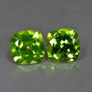 3.31Ct (2Pcs) Cushion Pair_Exquisite Sparkles Gem Unheated Pakistan Peridot - Picture 1 of 1