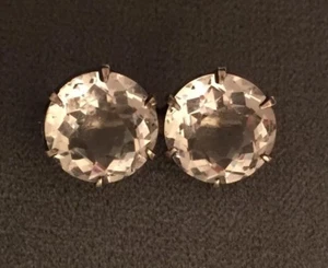 Antique Sterling Rock Crystal Two Stone Pin FREE SHIP - Picture 1 of 12