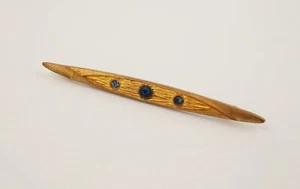 Vintage Costume Jewellery Bar Pin Brooch Czechoslovakia Brass w Stones - Picture 1 of 3