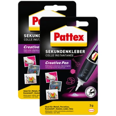 2 x Pattex Sekundenkleber Klebstoff 3g Basteln Reparatur Pattex Creative Pen