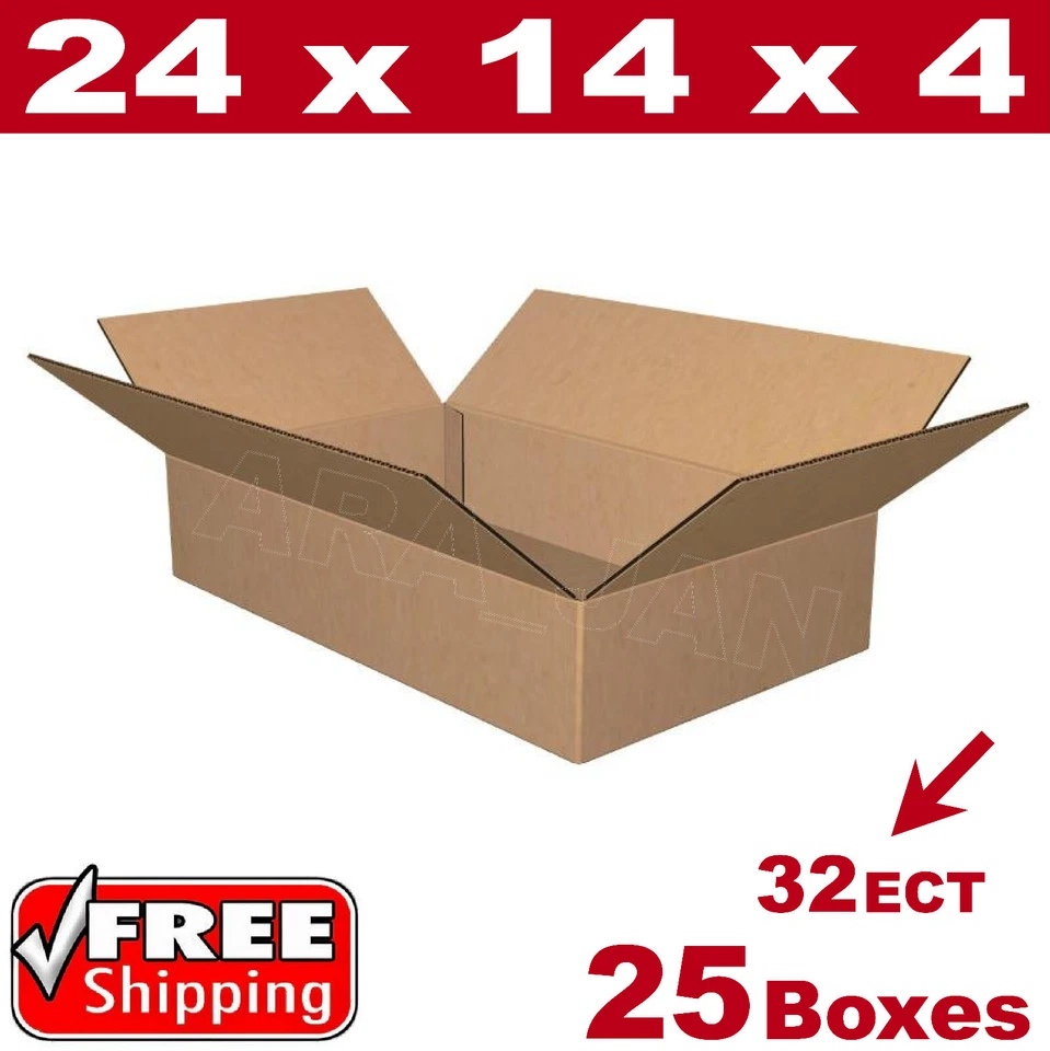 25 - 24x14x4 Cardboard Boxes Mailing Packing Shipping Box Corrugated Carton - Image 1 of 1