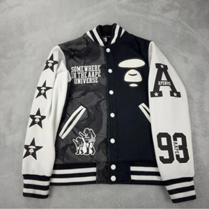 Aape by A Bathing Ape Split Camo Varsity Jacket Men's Size Small With Flaws - Picture 1 of 16