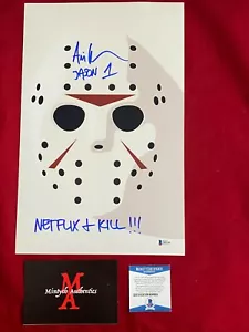 ARI LEHMAN 1ST JASON VOORHEES SIGNED 11x17 PHOTO! FRIDAY THE 13TH! BECKETT COA - Picture 1 of 4