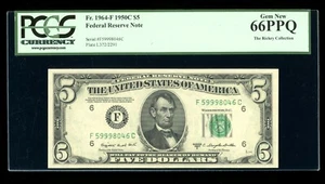 DBR 1950-C $5 FRN Atlanta Gem Fr. 1964-F PCGS 66 PPQ Serial F59998046C - Picture 1 of 2