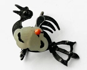 Antique Chinese Silver Color Phoenix Pendant with Jade Body - Bild 1 von 16