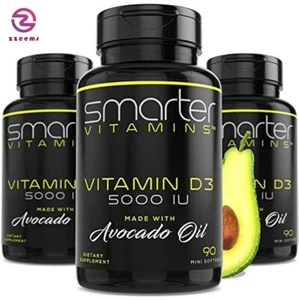 (3 Pack) Smarter Vitamin D3 5000 IU in Avocado Oil 125mcg 270 Mini Softgels - Picture 1 of 6