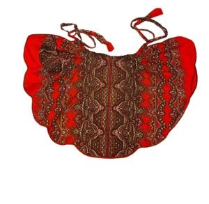 #5748 Womens Red with Paisley Pattern Half Apron with Pocket - Picture 1 of 6