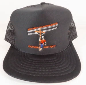 VTG SCE Covina District Black Southern California Edison Corded Trucker Hat - Picture 1 of 6