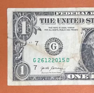 26 December 2015 ( G 26122015 D ) Birthday Note $1 One Dollar Bill - Picture 1 of 3