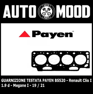 GUARNIZIONE TESTATA PAYEN BS520 - Renault Clio I 1.9 d - Megane I - 19 / 21 - Foto 1 di 1