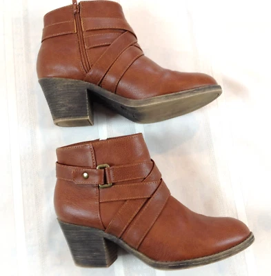 Botín American Eagle marrón con cremallera lateral con correas de hebilla para mujer talla 8,5 EE. UU. Foto 1 de 4