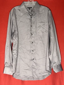 George Men's Medium Gray Cotton-Blend Dress Shirt Size 15-15 1/2 34-35 Medium - Picture 1 of 2