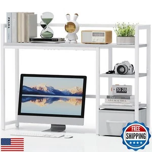 Marbrasse Desk Shelf with Drawer, 40" Desk Hutch for Computer Monitor, Desk S - Picture 1 of 5