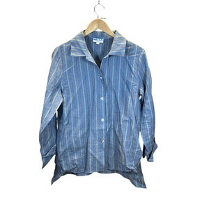 Camicia Monika Tartaruga 100% Lino a Righe con Bottoni Piccola (S) - Foto 1 di 5