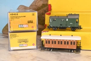 Brawa 45632 & 49408 H0 2-Achs Gepäck & Personenwagen der BBÖ 2-tlg. (D291) - Bild 1 von 8