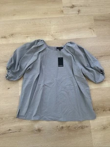 Blusa suelta gris Top Eloquii talla 14 manga corta - Imagen 1 de 11