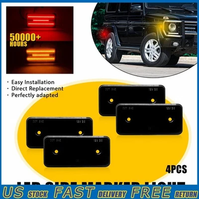 F&R LED Side Marker Lights Smoked For 99-14 Mercedes-Benz W463 G500 G550 G-Class - Image 1 of 4