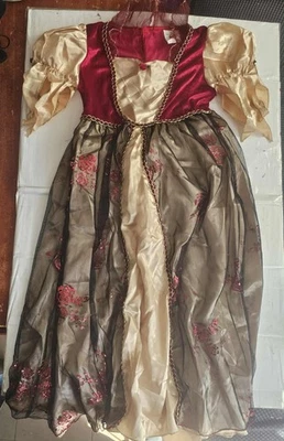 Belle Beauty & The Beast Holiday Red/Gold Gown Dress Girls Size 8-10, PD1C - Image 1 of 3