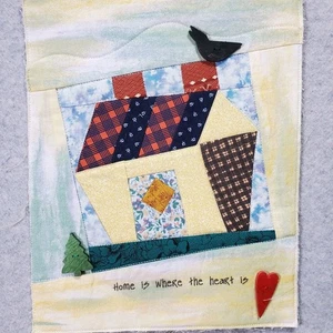 Handmade Mixed Media Quilted Textile Home Is Where The Heat Is  Art Collage - Picture 1 of 4