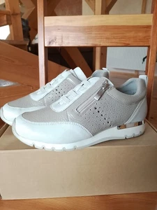 Caprice Sneaker Gr. 36 G taupe/weiß/metallic, neuwertig - Bild 1 von 3